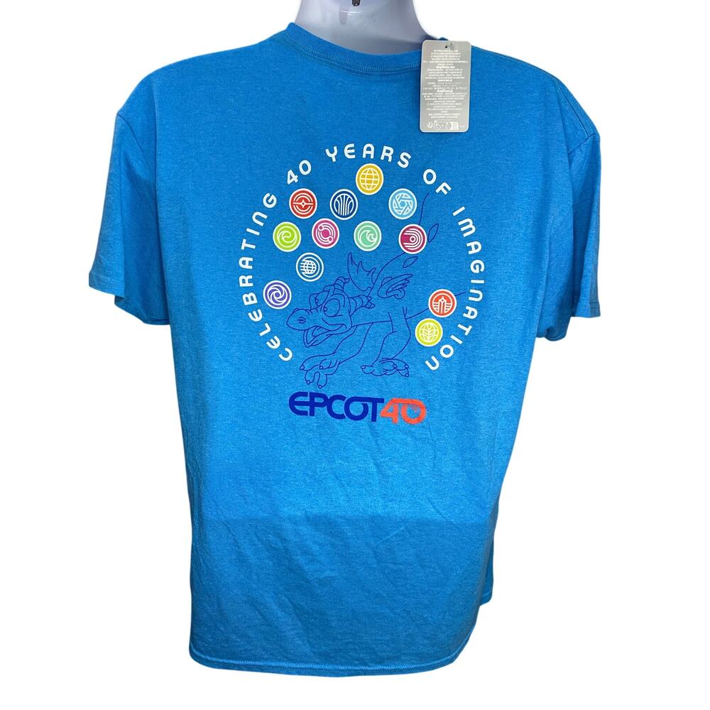 NEW 2022 Walt Disney World Parks Epcot 40th Anniversary Figment Blue Shirt L